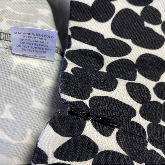 NWT Amy Matto Stitch Fix Matthew Black White Spots Dot Side Zip Straight Pants 0 - Picture 7 of 8